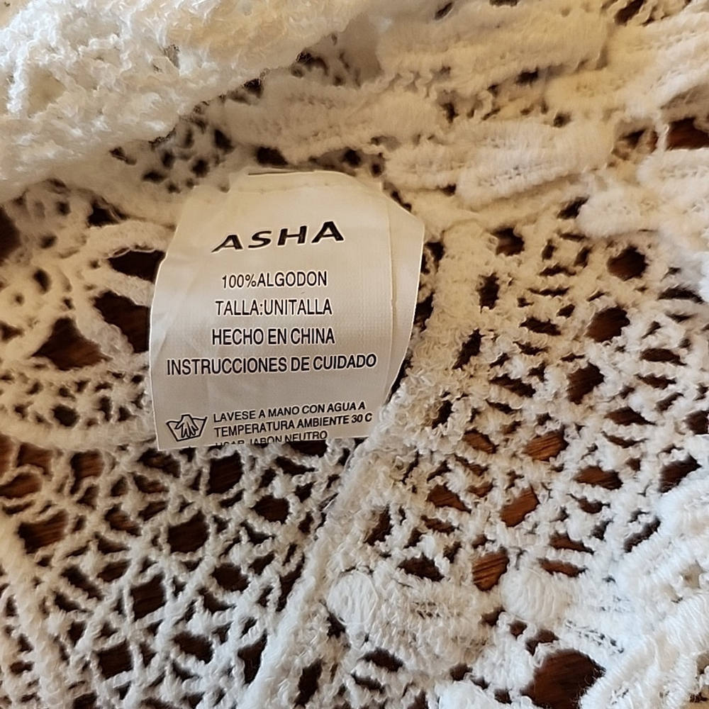 Asha Women's Crochet Boho Swim Cover Up Fits Size S/M - Picture 2 of 6